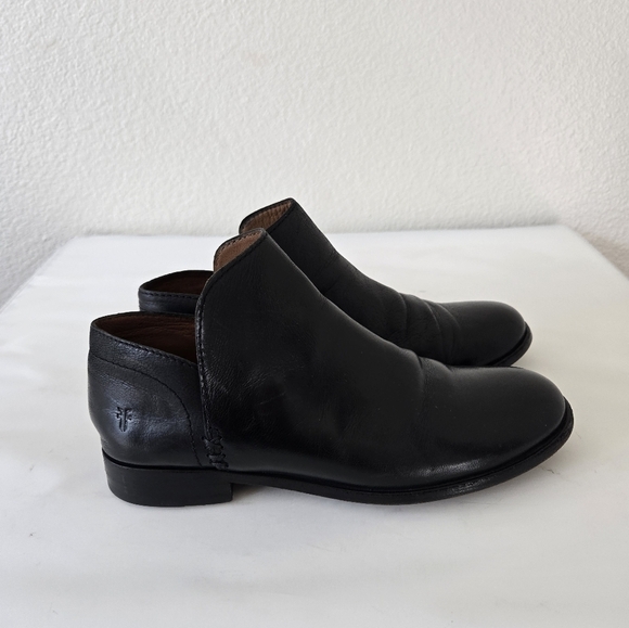 Frye Elyssa Black Leather Shootie Ankle Flat Boot Size 7.5 - Picture 7 of 16